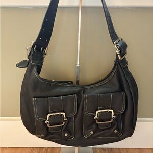 ***SOLD**** Y2K Vintage Black Leather Longchamps Shoulder Bag